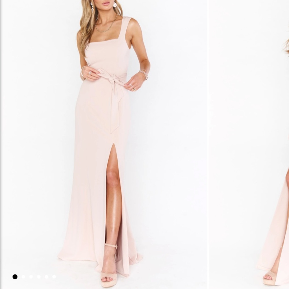 Show me your mumu paris gown in dusty blush stretch